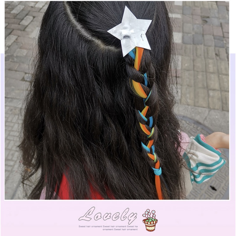 babyfit ekstension rambut anak lurus wavy rainbow warna cantik import jepit rambut pn-0223