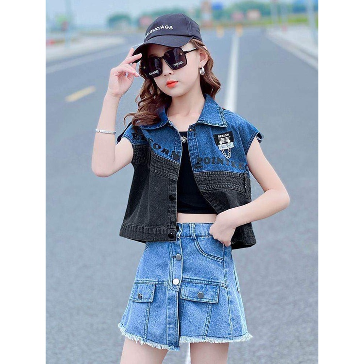 Setelan Jeans Anak Perempuan PREMIUM Korean Style Celana Skort