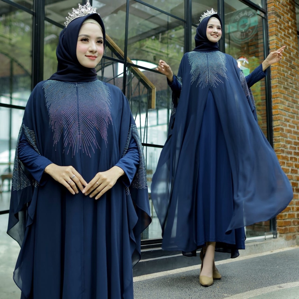 Kaftan Wanita Muslim Bahan Ceruty Babydoll Dengan Inner Kaftan Azara HOPYLOVY