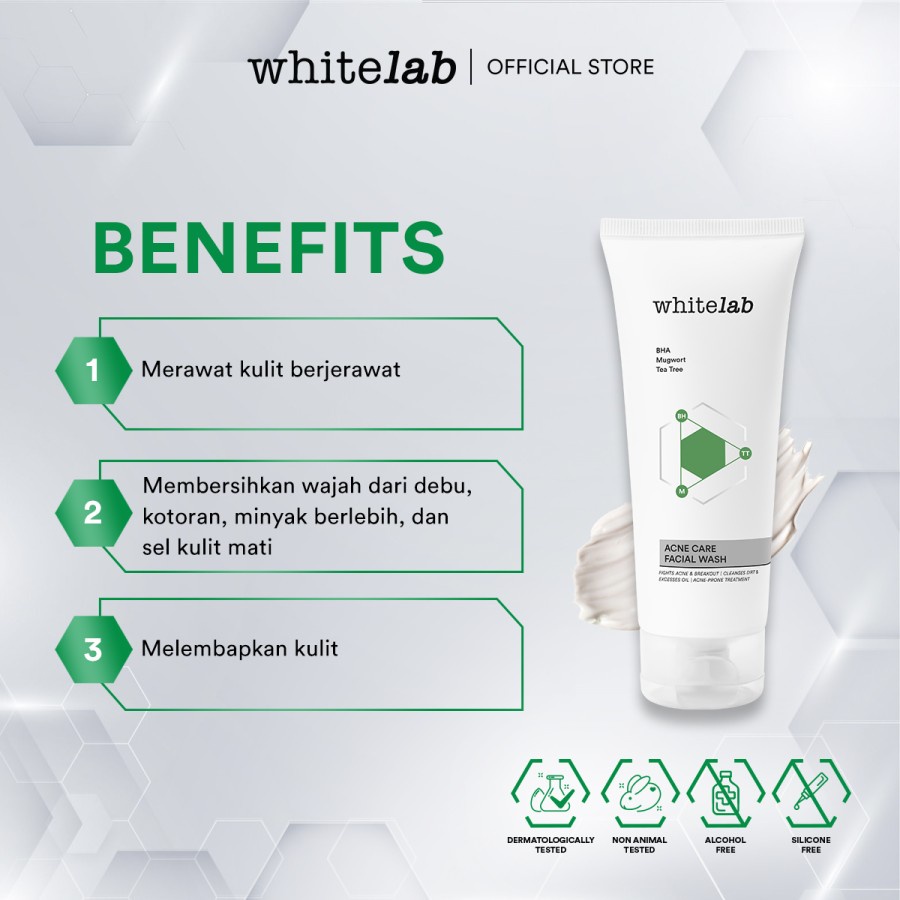 Bisa COD - Whitelab Acne Care Facial Wash - Sabun Cuci Muka Untuk Kulit Jerawat Kontrol Minyak Berlebih Anti Bakteri