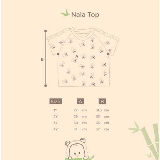 Bamboo And Bub Nala Top - Kaos T Shirt Atasan Anak Adem Baju Fashion Lengan Pendek