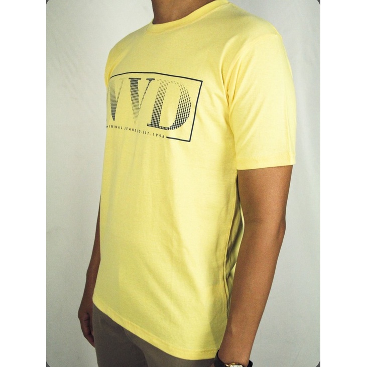 COD | Kaos Oblong Pria Lengan Pendek COLE Regular Fit Kuning Cotton Stretch 08