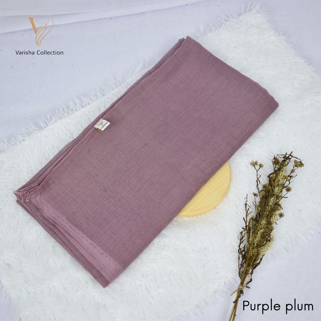 Kerudung Jilbab Segi Empat Bahan Katun Paris Polos Jadul Premium Varisha By Mardhatillah Warna ungu 