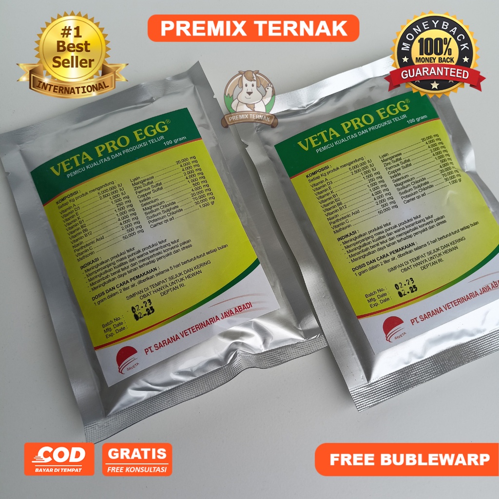 VETA PRO EGG 100gr - Vitamin Pemacu produksi dan kualitas telur - vitamin ayam petelur - vitamin bebek petelur - vitamin puyuh petelur