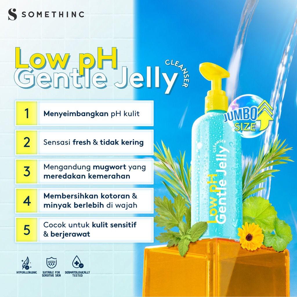 BPOM SOMETHINC Low pH Gentle Jelly Cleanser 350ml Size Jumbo Facial Wash Sabun Cuci Muka Semua Jenis Kulit