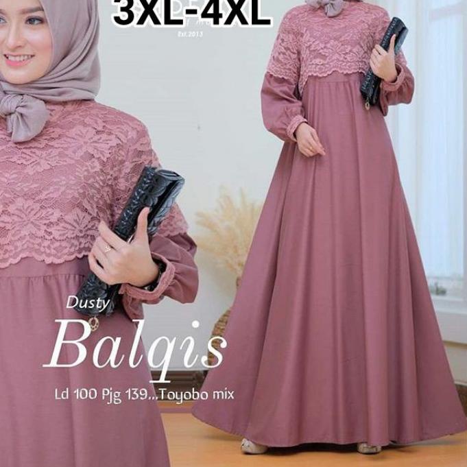 ♜ gamis jumbo ukuran L XL XXL XXXL 4XL ld 140 Balqis/gamis murah/Dress murah/gamis brukat ➥