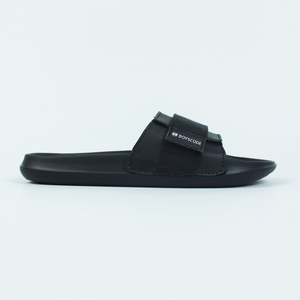 Sendal Selop Distro Outdoor Pria Wanita BOYSCODE Ethernal Hitam / Slide / Slip On / Slop / Sandal Keren Kekinian