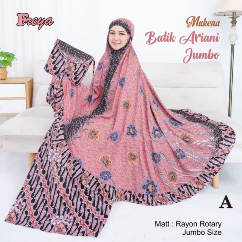 Mukena Mukenah Batik Cap Ariani Premium Solo Dewasa Traveling Size Super Jumbo Terbaru Motif Terlari
