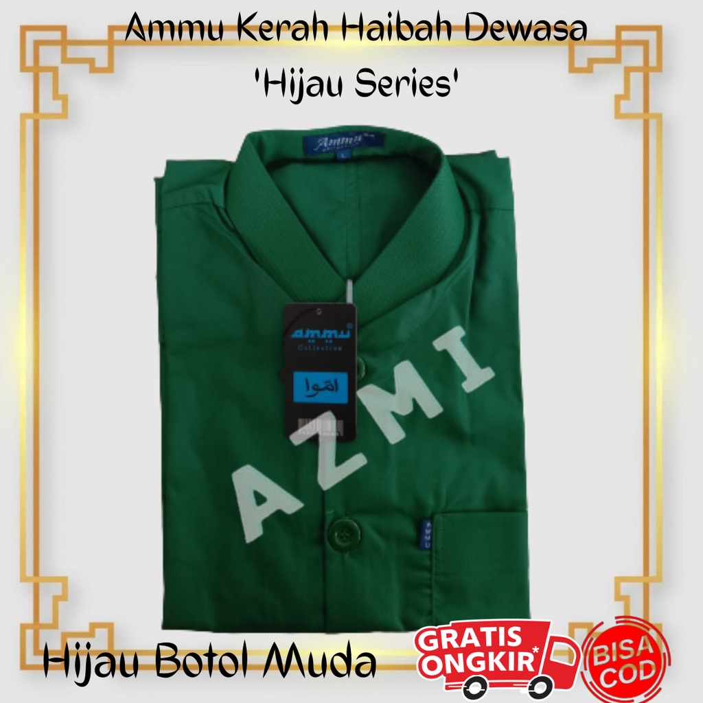 Promo Baju Koko Ammu Haibah Dewasa Original Hijau Botol Muda Termurah!!!