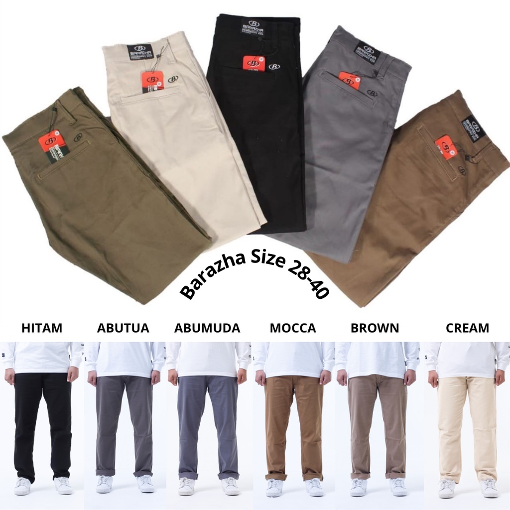 Celana Chino Panjang Regular Fit Stretch/Elastis 28-40 Barazha