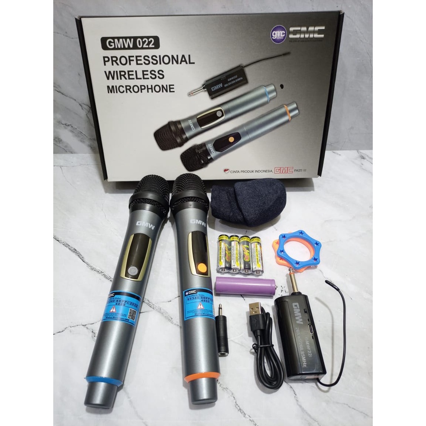 GMC Microphone wireless GMW 022 Mic Karaoke Double Tanpa Kabel | 2 Mic Profesional Wireless Microphone | Mikrofon GMC Type GMW 022 Mic Wireless Double Murah dan Berkualitas - Bisa Bayar Ditempat | FMS