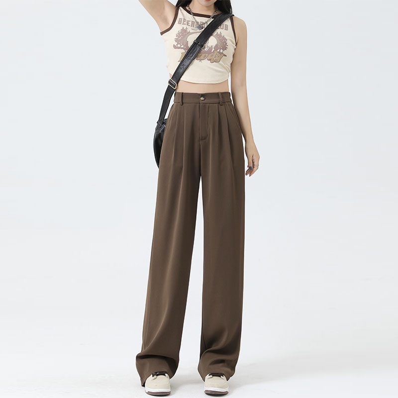 Alice Celana-Celana Panjang Wanita Coklat Highwaist Celana Kulot Cewek Import