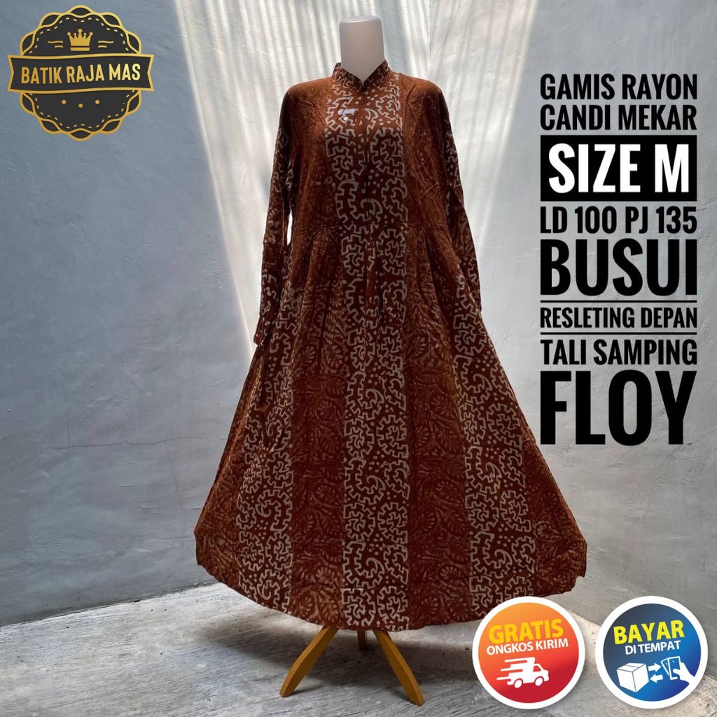 Gamis Wanita Terbaru 2023 Lebaran Rayon Candi Mekar Remaja Dewasa Ibu Ibu Busui Friendly Resleting D