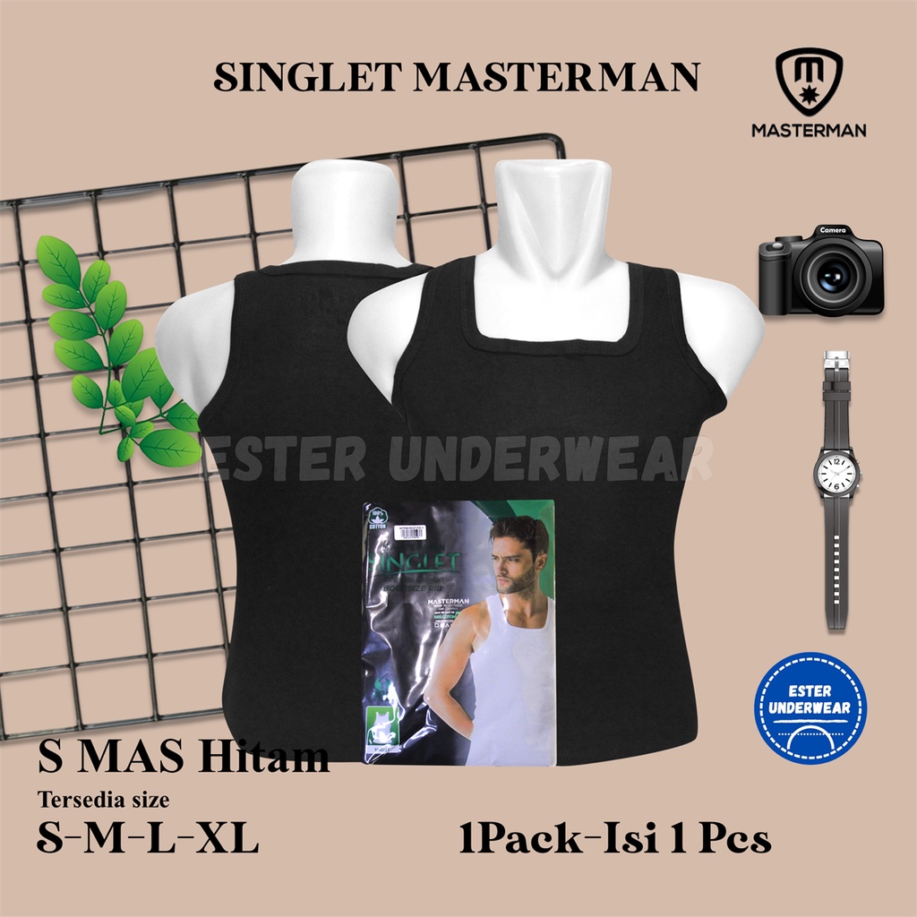 Kaos Singlet Pria MASTERMAN SMAS Hitam Isi 1Pcs