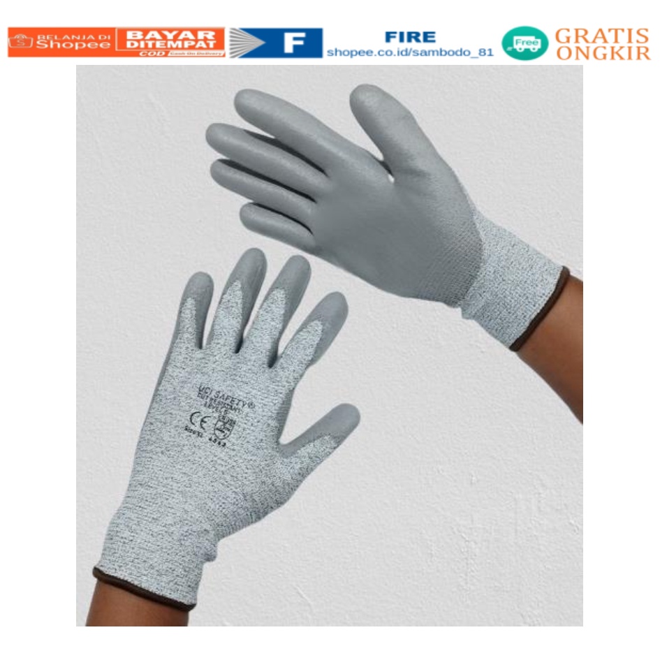 Sarung Tangan Karet anti potong Glove UCI Safety Mekanik Industri Nylon dilapisi karet Polyurethane