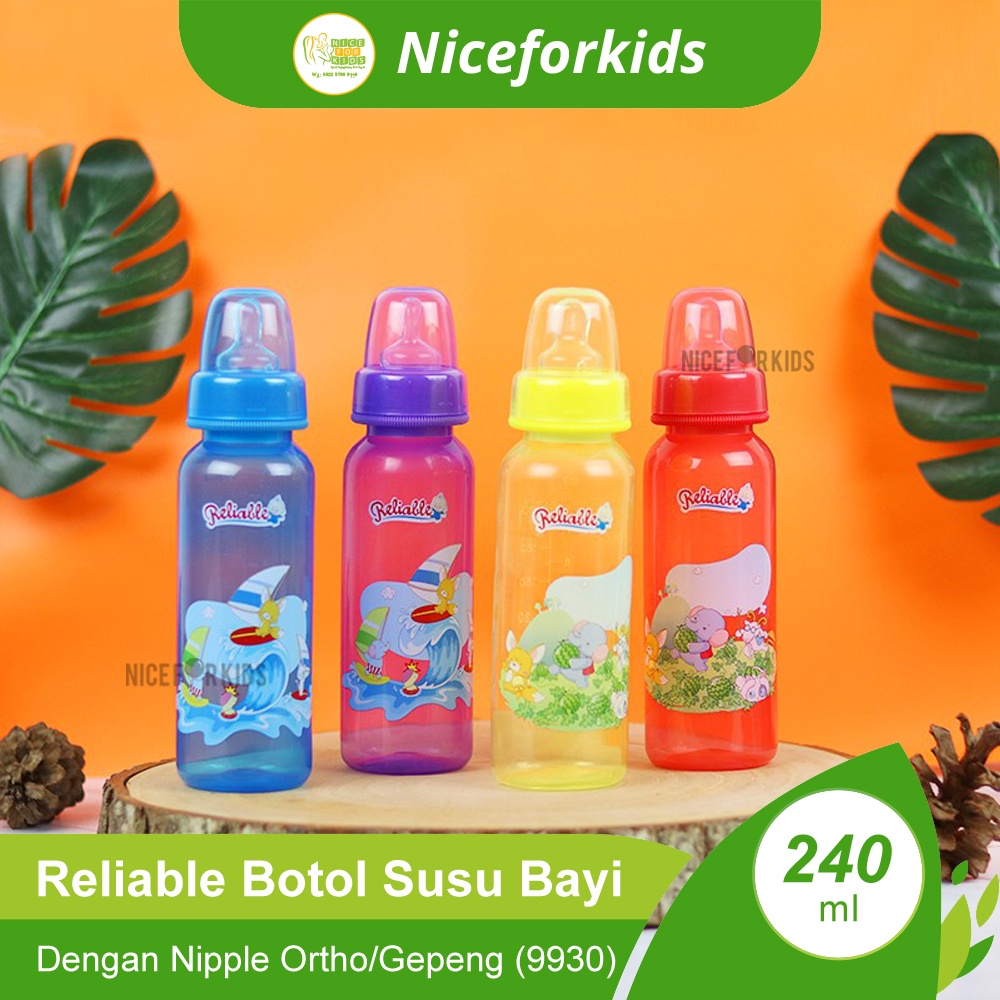 Reliable Botol Susu Bayi Nipple Ortho 240ml / Dot Gepeng (9930)