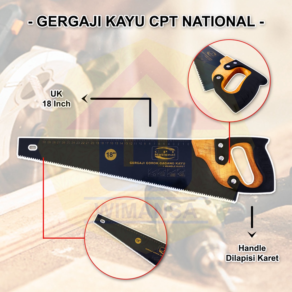 GERGAJI CPT NATIONAL 18 INCH - HANDLE DILAPISI KARET