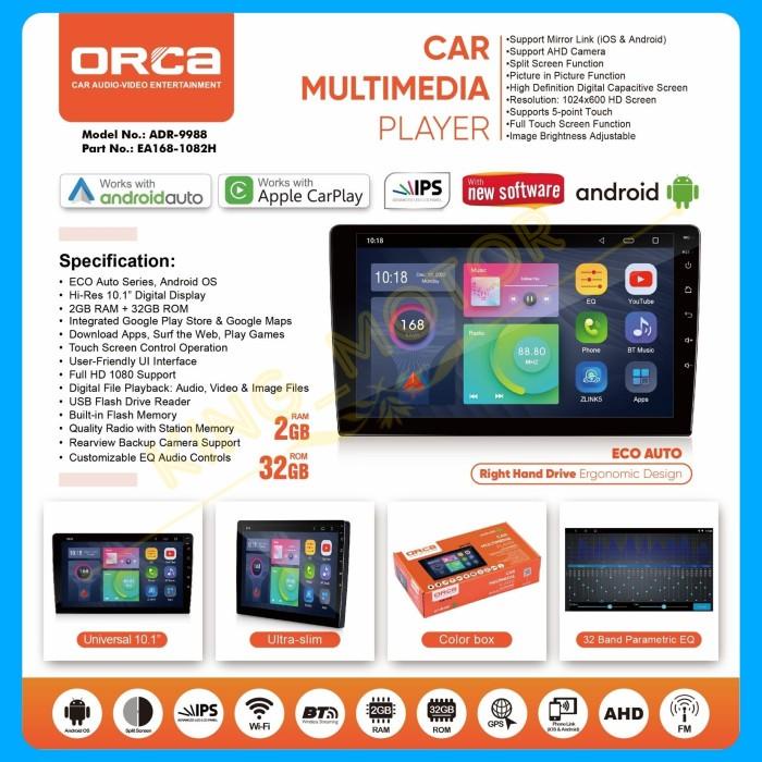 Terlaris Head Unit Android Orca Adr-9988 Eco Series 9 Inch / 10 Inch Ram 2/32