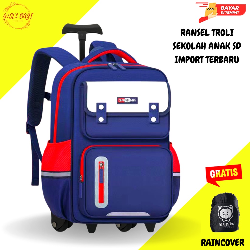 GISELBAGS - Tas Troli Anak laki laki dan Perempuan sekolah SD Ransel import premium anti aiR