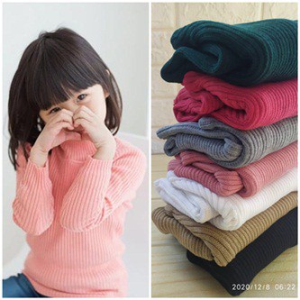 sweater rajut anak unisex kerah tinggi/turtleneck rajut anak anak laki laki dan perempuan 2-8thn/baju hangat anak