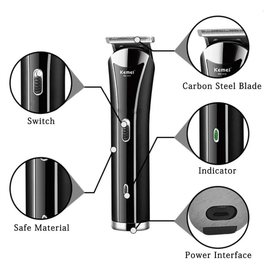 KEMEI KM-1418 HAIR CLIPPER RECHARGEABLE CUKUR RAMBUT BARBERSHOP PROFESIONAL