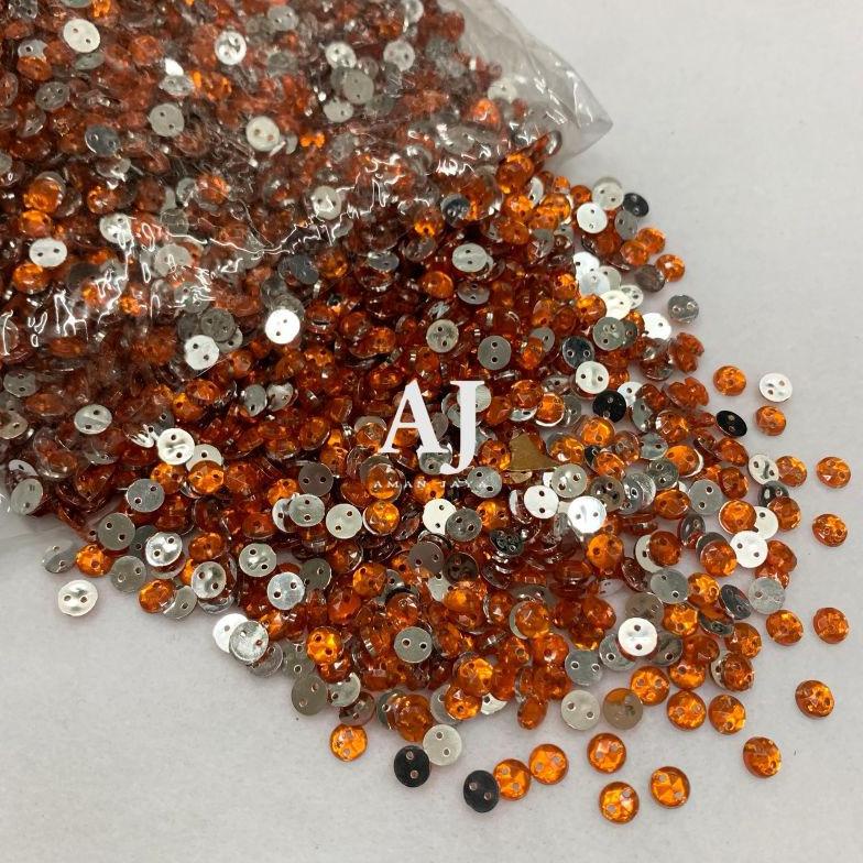 PAYET DIAMOND KRISTAL AKRILIK JAHIT BULAT BATU SEQUIN PERMATA 6 MM WARNA WARNI (10.000 PCS) .