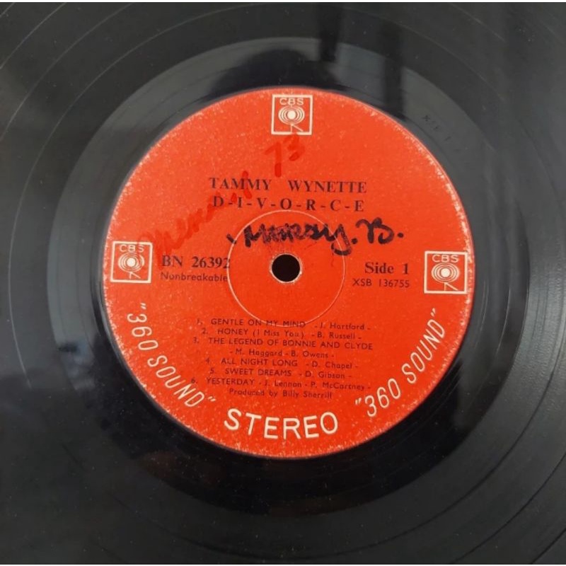 Vinyl Piringan Hitam 12 inch Tammy Wynette - Divorce