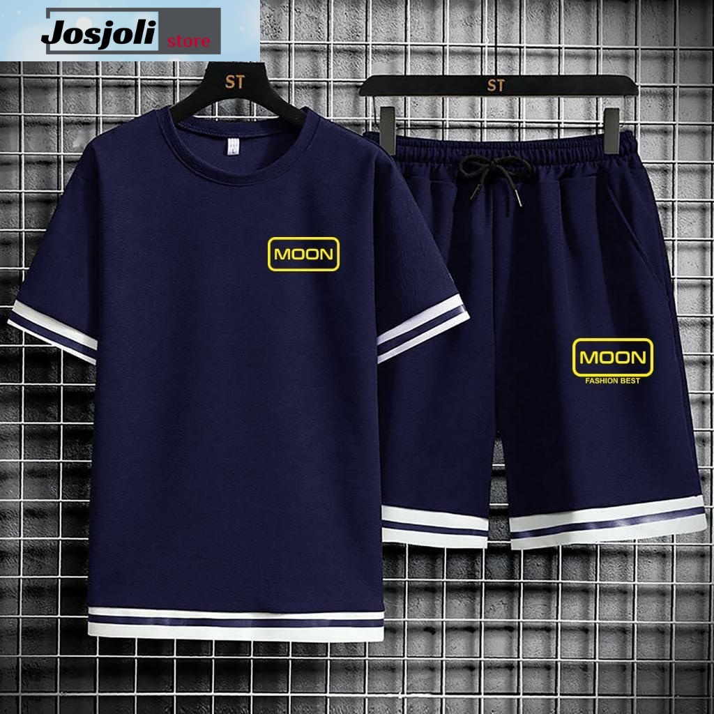 JOSJOLI_STORE/Stelan Moon/Satu Stel Atasan dan Bawahan Pria Dewasa/L XL