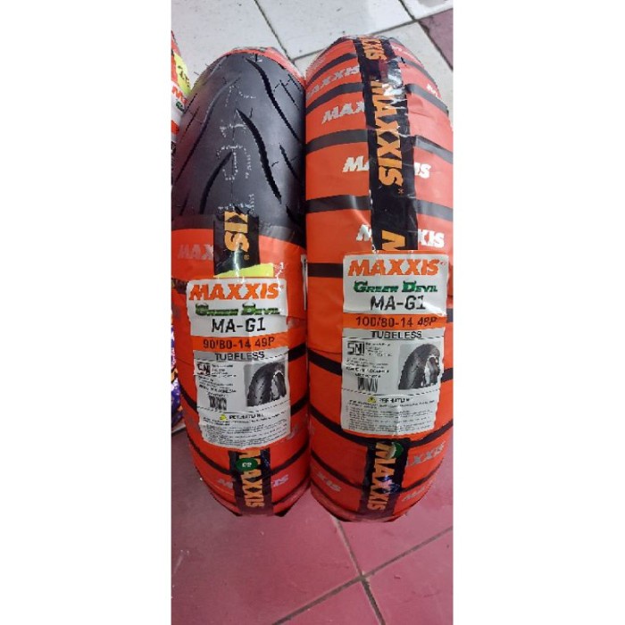 SEPASANG BAN TUBLES MAXXIS GREEN DEVIL 9080+10080 RING 14 MAG1 PROMO TERBARU