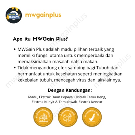 MW GAIN PLUS - Madu Penggemuk Badan Herbal Terbaik