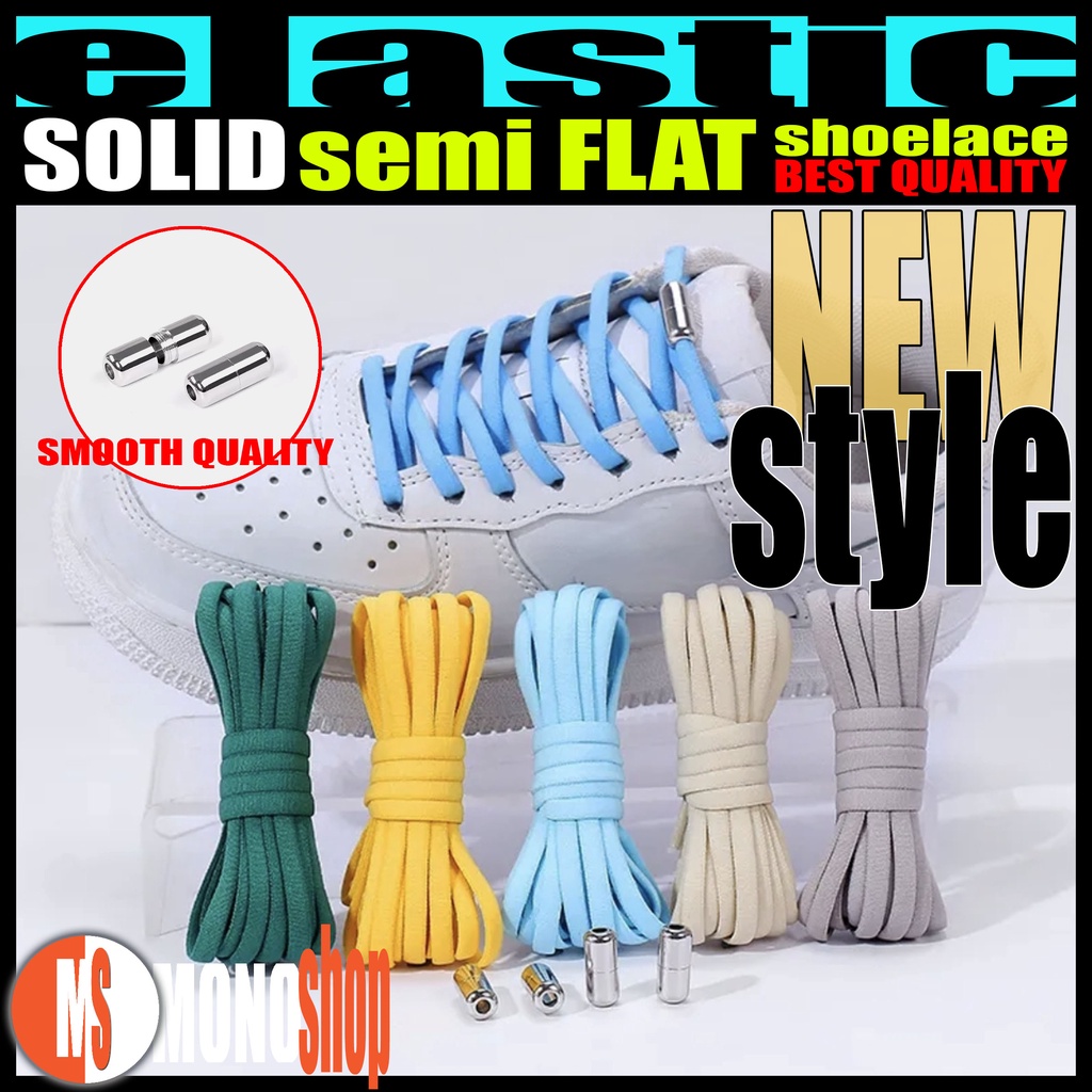 high quality elastic shoelace semi flat dengan metal capsule lock