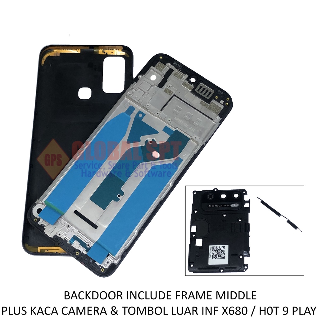 BACKDOOR INFINIX X680 INCLUDE FRAME MIDDLE / BACK COVER HOT 9 PLAY / TUTUP BELAKANG