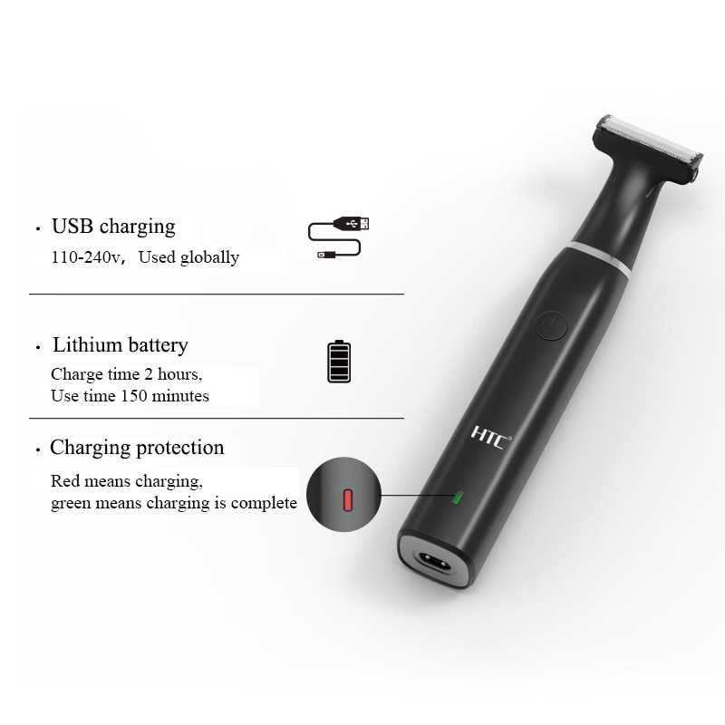 HTC Alat Cukur Kumis Elektrik Trimmer Shaver Dual Blade Waterproof - GT-266