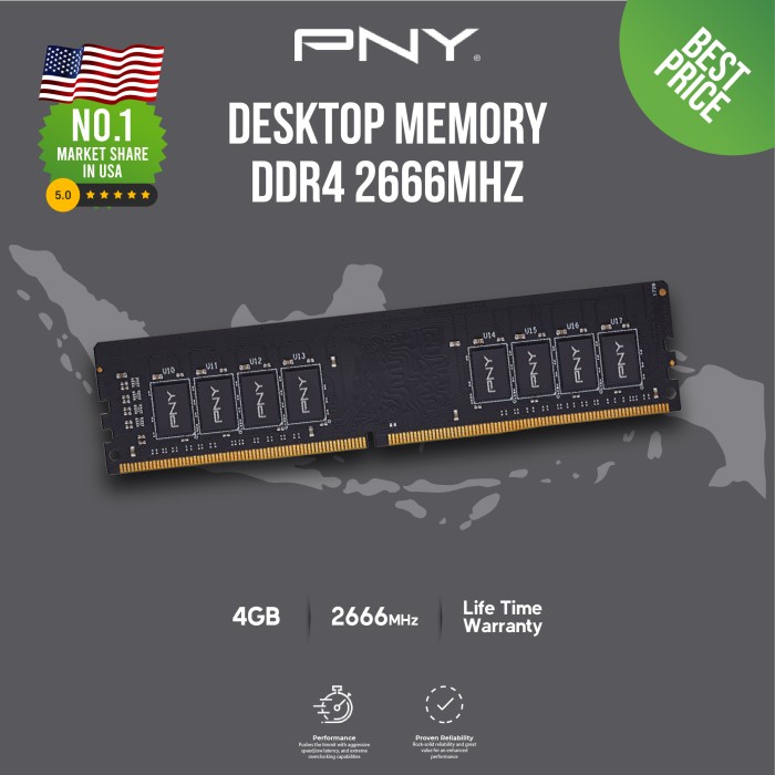 Pny Memory Ram Longdimm Ddr4 2666Mhz - 4Gb/8Gb/16Gb
