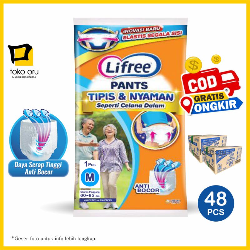 Lifree M 1 Karton isi 48 Popok Dewasa Celana Adult Diaper