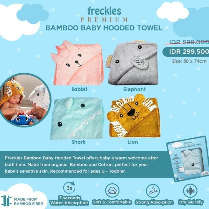 Freckles Bamboo Baby Hooded Towel / Handuk Mandi Topi - BABY MINISTRY / handuk cepat kering / handuk mudah menyerap / handuk bayi dan anak dengan topi / handuk hoodie anak bayi / handuk lucu / handuk berenang / karakter lucu / original/ terlaris/ lembut