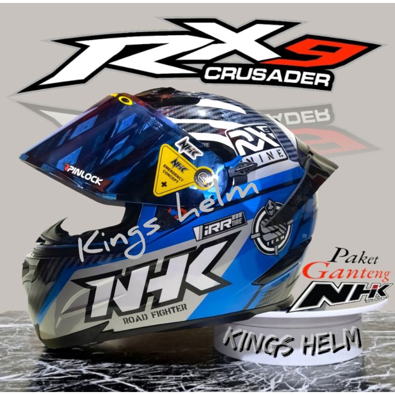 HELM NHK RX9 RACER BLUE SILVER PAKET GANTENG