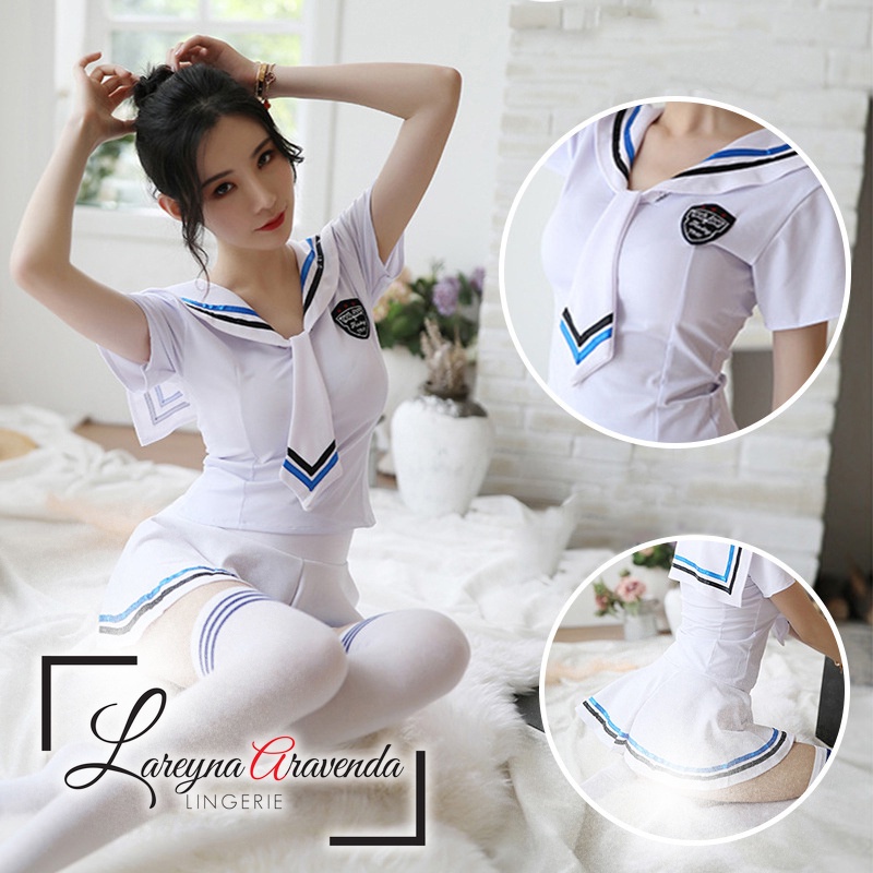 Lingerie Lareyna Aravenda Set Lingerie + G String Seksi Model Costume Cheerleader LG538(P4Z2) Linger