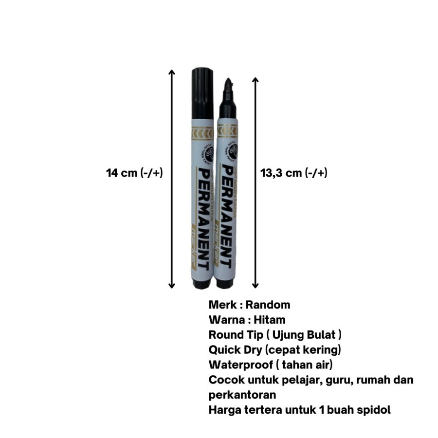 Spidol Permanen Permanent Marker Hitam 1 Pcs