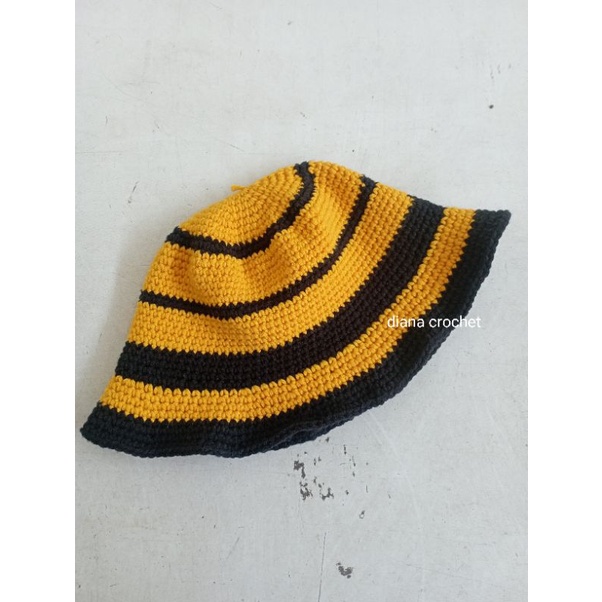 Crochet Bee Bucket Hat Topi Rajut Lebah
