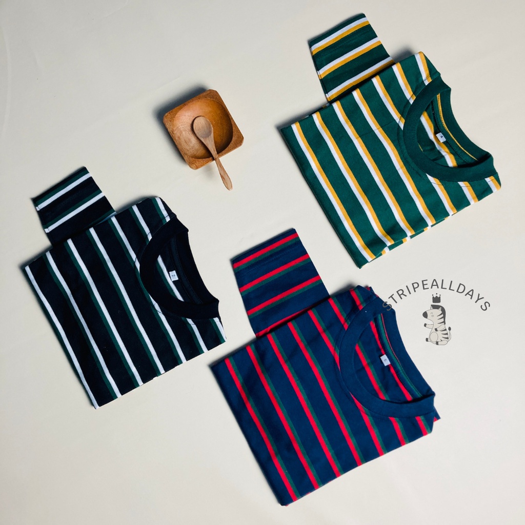 12.12 stripealldays - Kaos Anak Stripe Medium Light V1 Series atasan baju bayi laki laki2 cowok cewek perempuan unisex lengan panjang strip setrip striped salur garis belang blaster couple XS S M L XL  / 0 bulan 1 2 3 4 5 6 7 8 tahun katun cotton cvc 24s