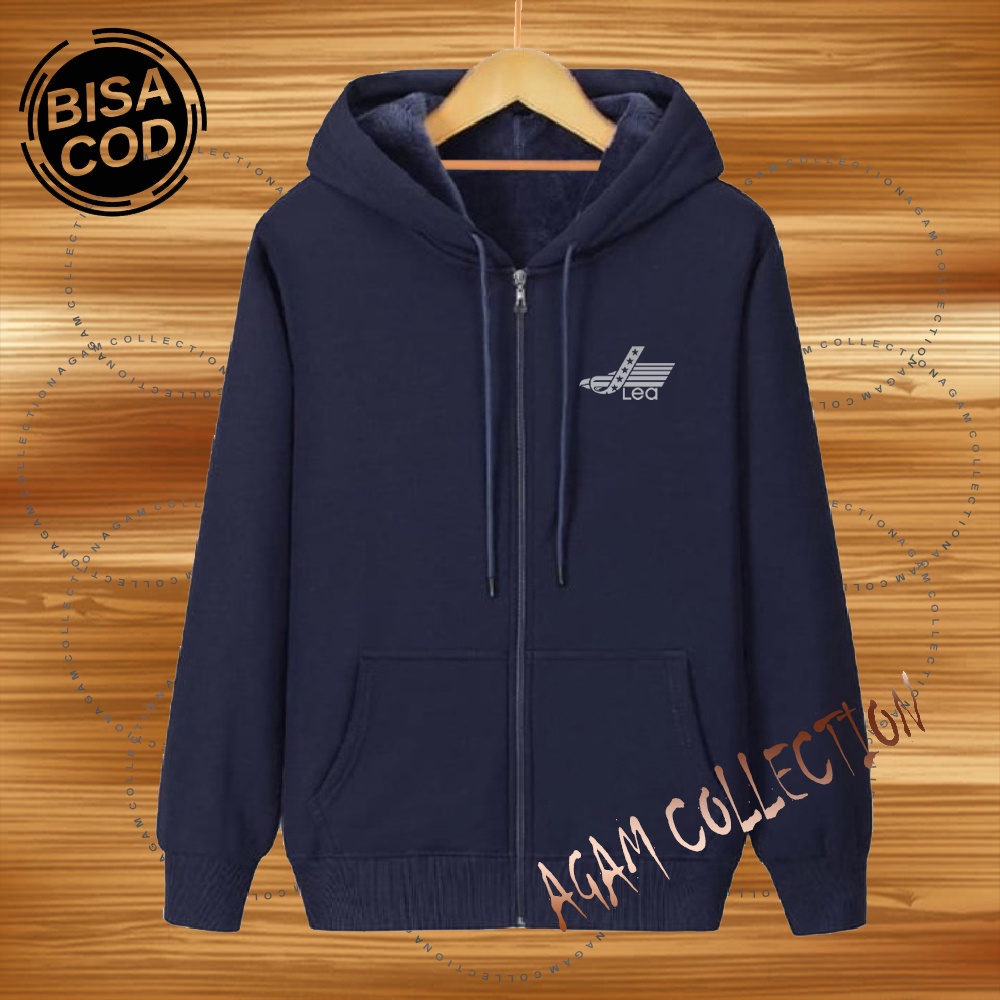 Agam collection Jaket Zipper Distro Lea Text Silver Premium Quality Jaket Hoodie Pria Wanita