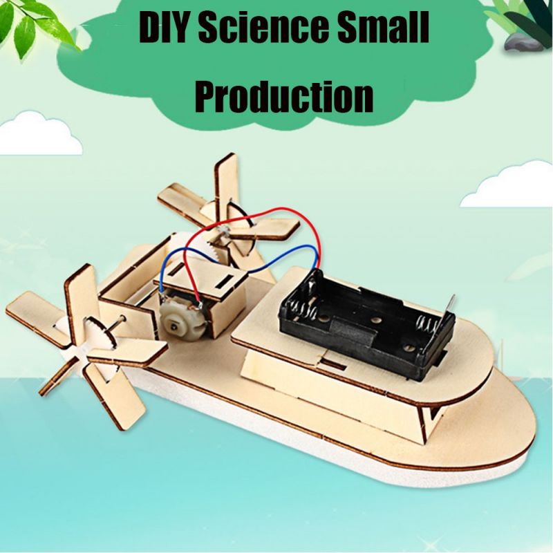 Mainan Kapal Rakit Elektrik Puzzle DIY Rakit Perahu Kayu Elektrik Untuk DIY Anak