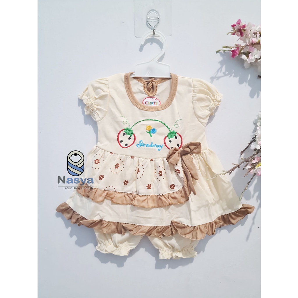 [N-020] Setelan baju bayi perempuan / baju anak 0-6 bulan dengan renda kecil