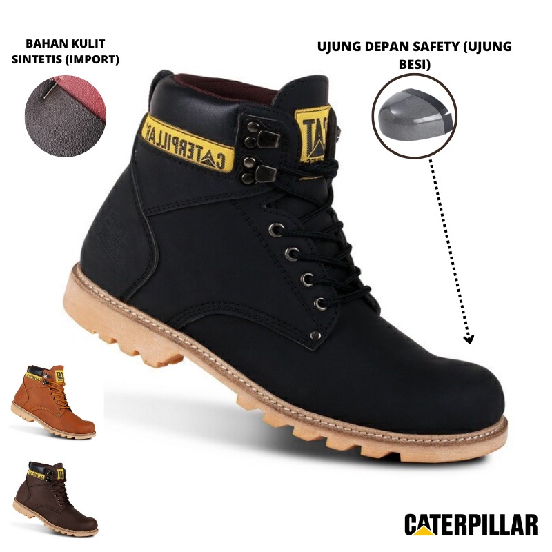 Sepatu Boots Pria Caterpillar Holton Sepatu Gunung Safety Boots Ujung Besi Sepatu Pdl Pria Bikers Tu