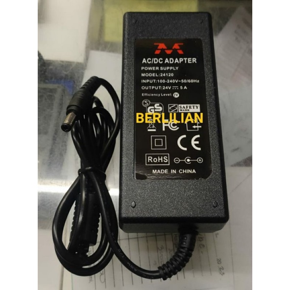 Adaptor DC 24V 5A Model 24120 input AC 100-240V merek M Made in China