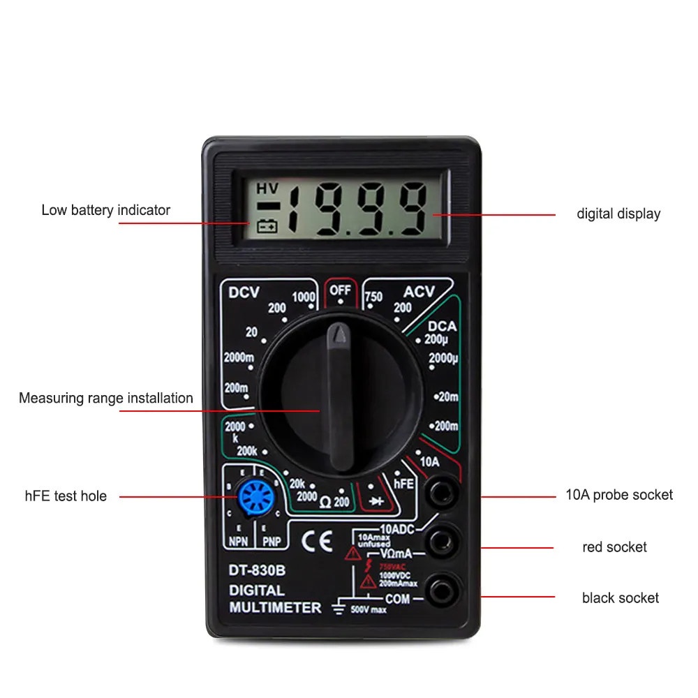 Multimeter Avometer Multitester Digital DT-830B DT830B