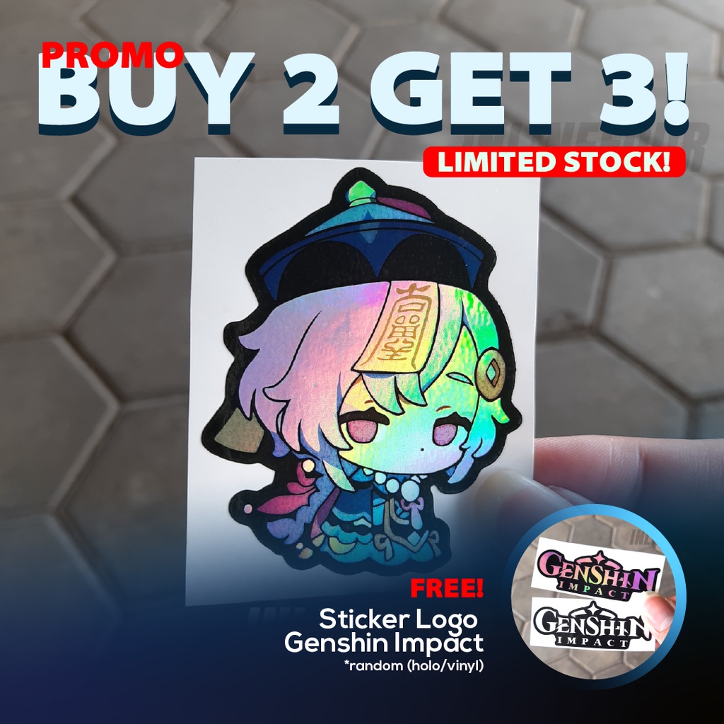 

Stiker Hologram Sticker Genshin Impact - Qiqi - Anime Wibu Jepang Untuk Case Hp Koper Laptop Helm Imut Lucu