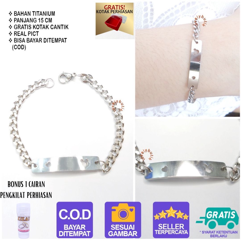 Gelang Tangan Titanium Rantai Anak Perempuan Elss4 Terbaru Bonus 1 Cairan Perhiasan - Lovelybutik