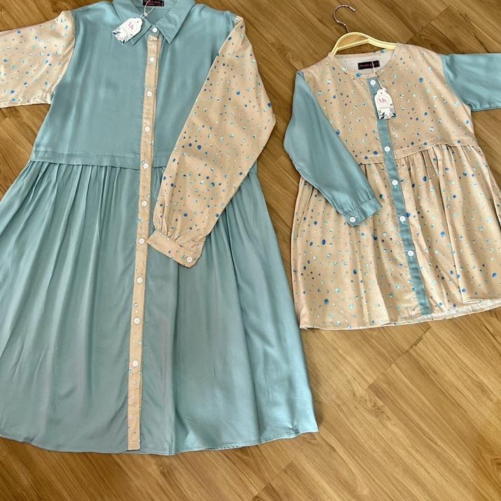 ➪ TUNIK COUPLE IBU DAN ANAK TUNIK KOMBINASI POLOS MOTIF KOKA TUNIK ➺